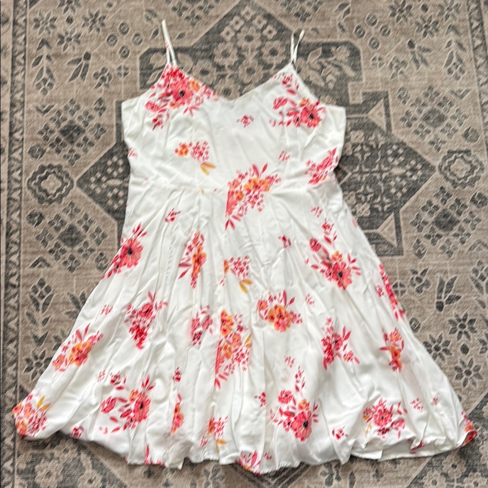Floral White and Pink Dress
